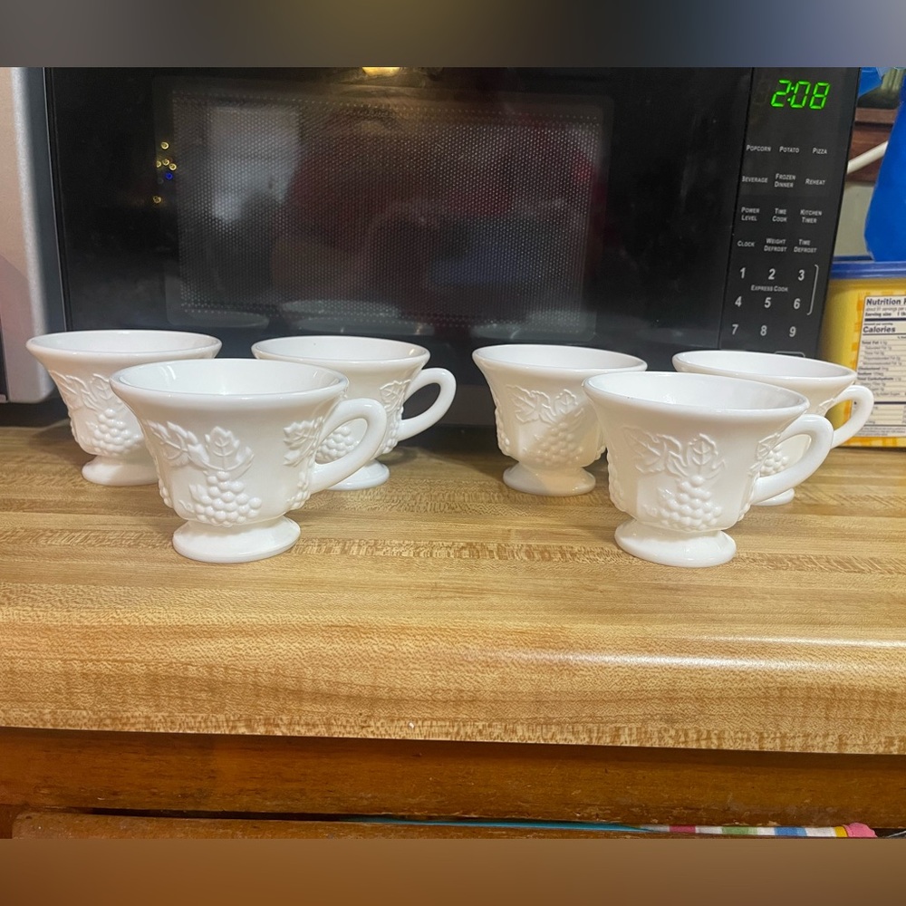 Vintage Indiana Colony Harvest Milk Glass footed punch or snack cups-have 6 cups